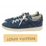Louis Vuitton Damier Blue Suede & Leather Trim Sneakers