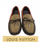 Louis Vuitton Brown And Red Suede Gloria Loafers