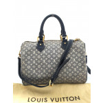 Louis Vuitton Navy Monogram Mini Lin Speedy 30 Bandouliere Bag
