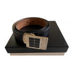 Montblanc Black Leather Square Buckle Belt