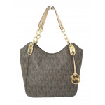 Michael Kors Brown Signature Canvas Lilly Chain Tote