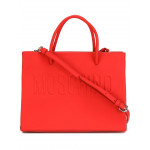 MOSCHINO Moschino Red Leather Logo Tote