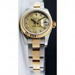Datejust Champagne Dial Automatic Stainless Steel and 18kt Yellow Gold Ladies Watch