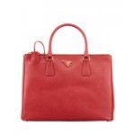 Prada Saffiano Double-Zip Executive Tote Bag, Red (Fuoco)