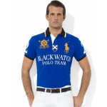 Polo Ralph Lauren Men Crested Griffin Big Pony BLACK WATCH Sport Polo W Contrast Striped-Edging Collar Racing Royal