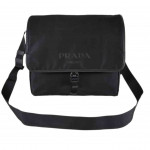 Prada Black Nylon Flap Messenger Bag