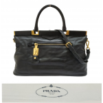 Prada BN1862 Borsa Cerniera Black Calf Leather Shoulder Bag
