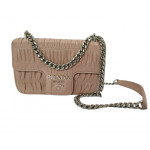 Prada Dusty Pink Gaufre Leather Small Flap Chain Shoulder Bag