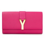 Yves Saint Laurent Pink Leather Ligne Y Clutch