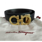 Salvatore Ferragamo Gancini Black & Brown Leather Reversible Belt