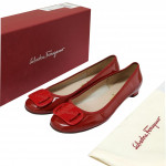 Salvatore Ferragamo Red Patent Leather Ballet Flats