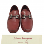 Salvatore Ferragamo Red and Blue Leather Parigi Gancini Bit Driver Loafers