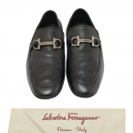 Salvatore Ferragamo Black Leather Gancini Bit Loafers