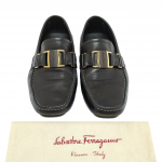 Salvatore Ferragamo Black Leather Sardegna Driving Loafers