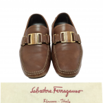 Salvatore Ferragamo Brown Leather Sardegna Driving Loafers