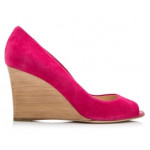 Tods Suede Leather Peep Toe Wedges