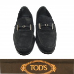 Tods Suede Navy Bit Slip On Loafers