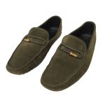 Tods Green Suede Slip On Loafers