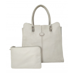 Tod's White Leather Sella Shopping Bag