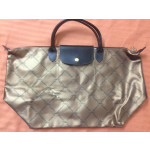 Longchamp Speciality Silver & Black Tote Bag