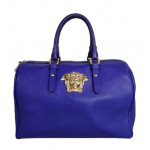 Versace Blue Leather Medusa Boston Bag