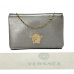 Versace Medusa Metallic Silver Palazzo Shoulder Bag
