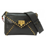 Valentino Black Smooth Leather Large Rockstud Hype Shoulder Bag