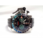 Chronofighter Oversize GMT Black Dial Black Rubber Men's Watch 
