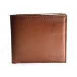 Coach Dark Saddle Compact Id Leather Men's Wallet