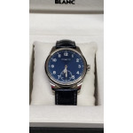 Montblanc 1858 Blue Dial Leather Strap Men's Watch
