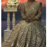 Tarun Tahiliani Beige Lehenga Saree with Embroidered Blouse