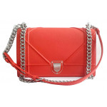Diorama Flap Grained Coral Red Shoulder Bag