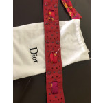 Dior Pink Leather Silk Scarf Wide Belt