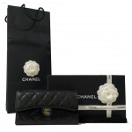 Chanel Black Caviar Long Flap Wallet