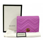 Gucci Pink Quilted Leather GG Marmont Card Case