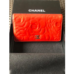Chanel Camellia Long Red Leather Wallet