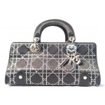 Dior Black Satin Crystal East West Handbag