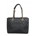 Chanel GST Black Caviar Quilted Grand Shopping Tote