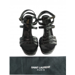 Saint Laurent Bianca Black Patent Leather Strappy Sandals