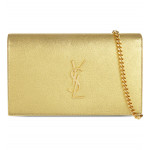 Saint Laurent Monogram metallic leather shoulder bag - Or Gold | Luxepolis.com
