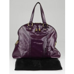 YVES SAINT LAURENT Purple Patent Leather Large Dome Satchel Muse Bag