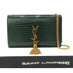 Saint Laurent Kate Crocodile Embossed Leather With Tassel Chain Bag