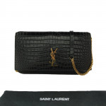 Saint Laurent Cassandre Crocodile Embossed Leather Phone Holder Bag