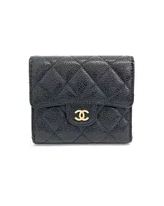 Chanel caviar bi-fold wallet