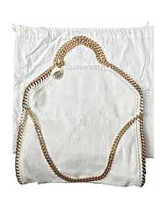 Stella McCartney White Linen Falabella Chain Tote