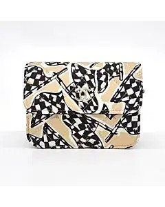 Chanel fabric chain card wallet