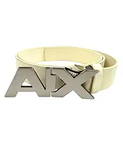 Armani Exchange White Hinge Belt