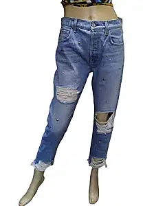 7 For All Mankind Ripped & Distressed Stud Jeans