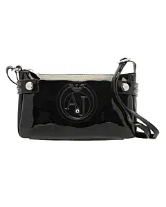 Armani Jeans Black Patent Faux Leather Crossbody