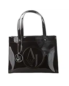 Armani Jeans Patent Logo Tote